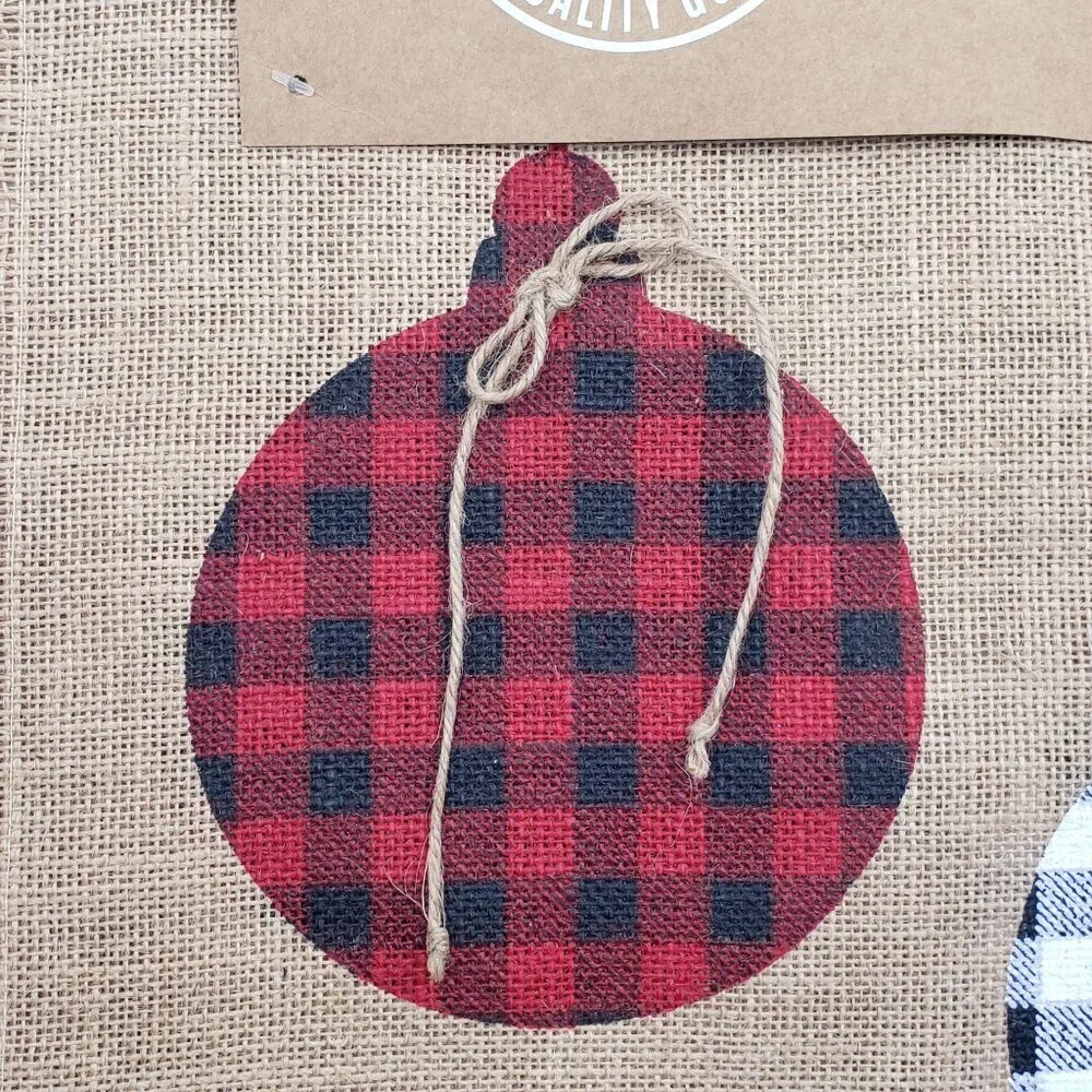Elrene Farmhouse Holiday‎ Christmas Ornaments Jute Placemat Set of 4 Gingham NEW